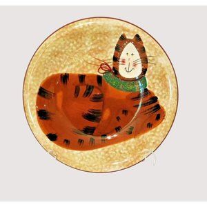 The Sakura Table Christmas Cats Fiddlestix Plate 8” Orange Cat Earthenware